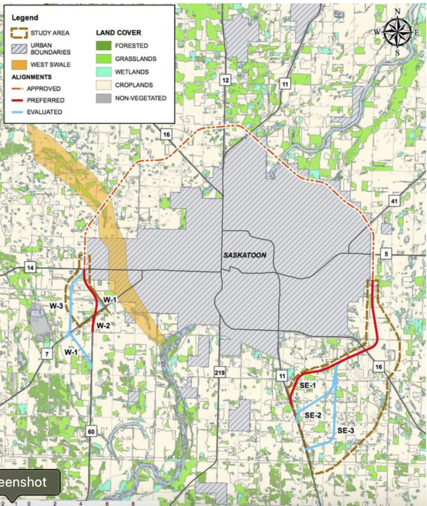 Map of proposed freeway